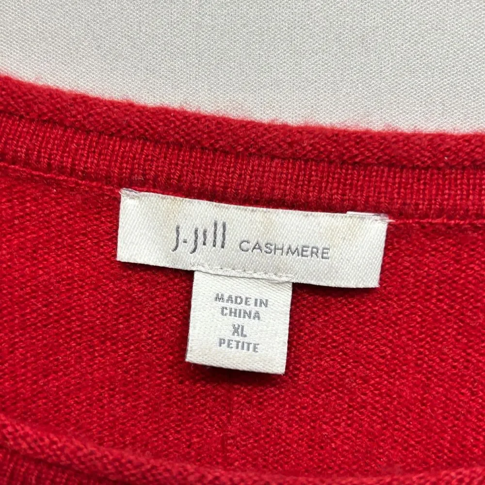 J Jill Women 100% Cashmere Sweater Size XL X-Large Petite Red C124 -17